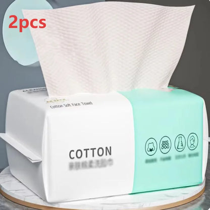 Reusable thickened face towel One pack of 100 pieces per pack Travel cleanser, wet and dry makeup remover, cotton soft fabric Beauty World Shop