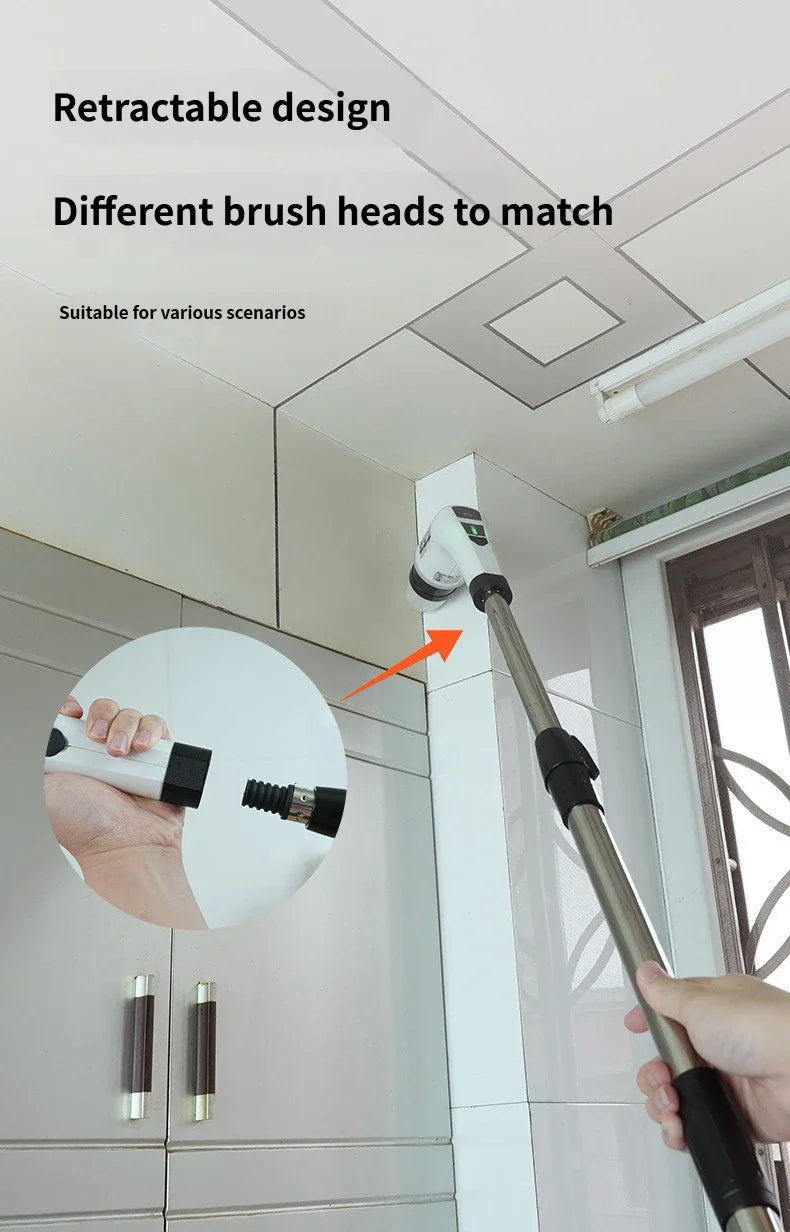Electric Cleaning Brush:9-in-1 Head,Rotates Flexibly Multifunction Tool for Bathroom, Floors, Corner Gaps and Shower Room Glass Beauty World Shop