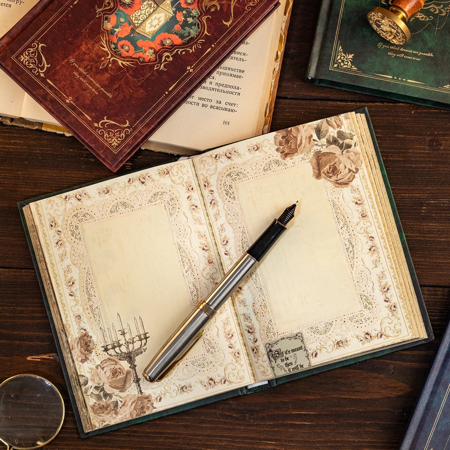 Mr.Paper 192pcs Vintage Style Notebook Set, Gold Foil Writing Pad for Journaling Note Taking, Retro Stationery Paper Sheets Beauty World Shop