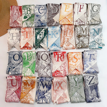 26 Letters Tarot Constellation Bag Scarf Twill Silk Scarves Women New Neckerchief Hair Headbands Beauty World Shop