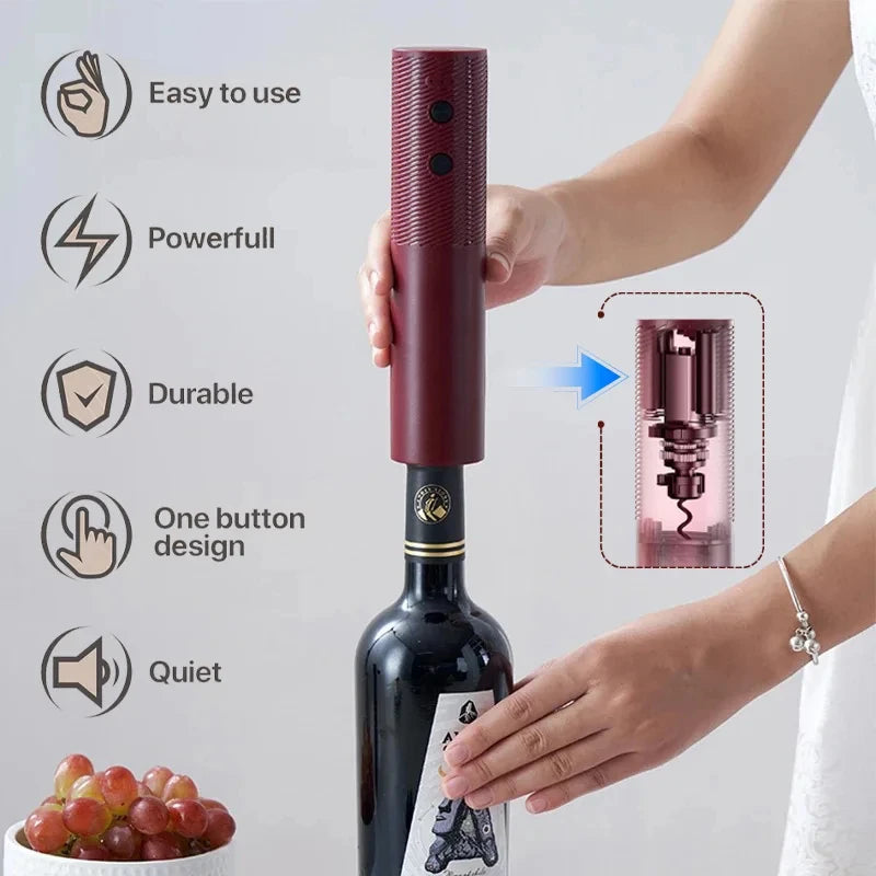 Electric Wine Bottle Opener Automatic Red Wine Corkscrew Rechargeable Wine Opener One-click Button Wine Tools Kitchen Products Beauty World Shop