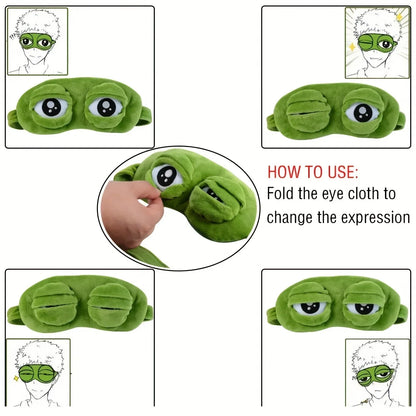 3D Sad Frog Sleep Mask Natural Sleeping Eyeshade Cover Shade Eye Patch Women Men Soft Portable Blindfold Travel Eyepatch Beauty World Shop