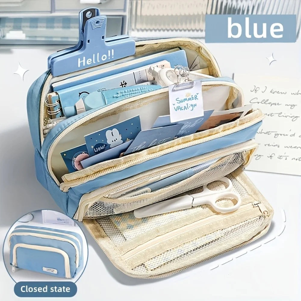 A Large-capacity Multi-layer Pencil Case, A Simple Multi-purpose Student Stationery Box And Makeup Storage Bag Beauty World Shop