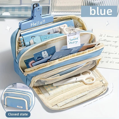 A Large-capacity Multi-layer Pencil Case, A Simple Multi-purpose Student Stationery Box And Makeup Storage Bag Beauty World Shop