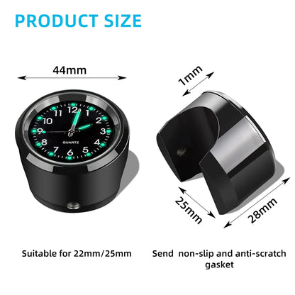 Aluminum Quartz Watch Luminous Clock Handlebar Mount for Motorcycle Scooter Bicycle Handlebar Waterproof Time Display Universal Beauty World Shop
