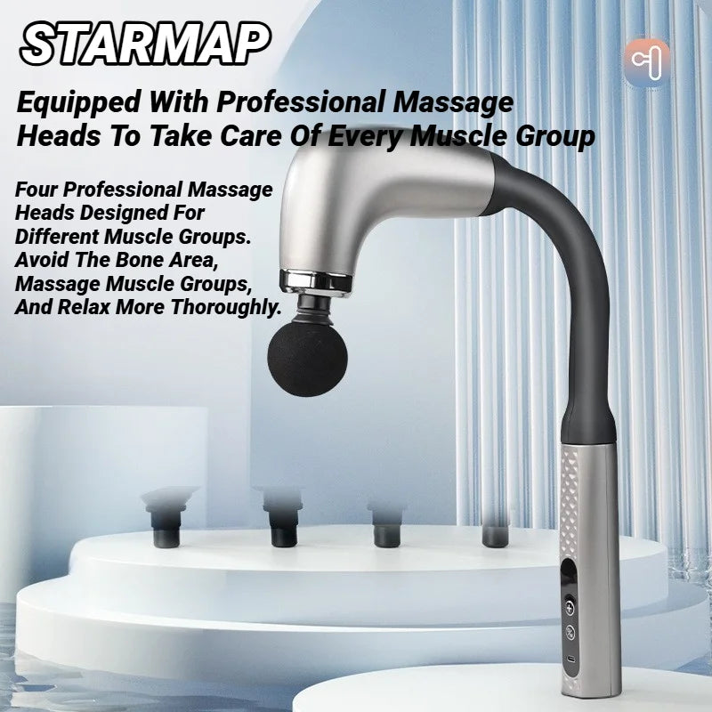 Electric Muscle Massage Gun With 4 Heads, Deep Tissue Percussion Massager For Pain Relief, Portable & Rechargeable Fascia Extend Beauty World Shop