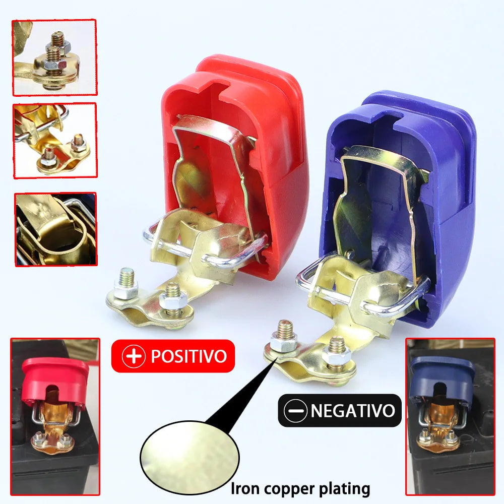 2Pcs Car Battery Terminal Connectors Quick Release Disconnect 12V 24V Positive Negative Battery Cable Ends for SAE/JIS Type Car Beauty World Shop