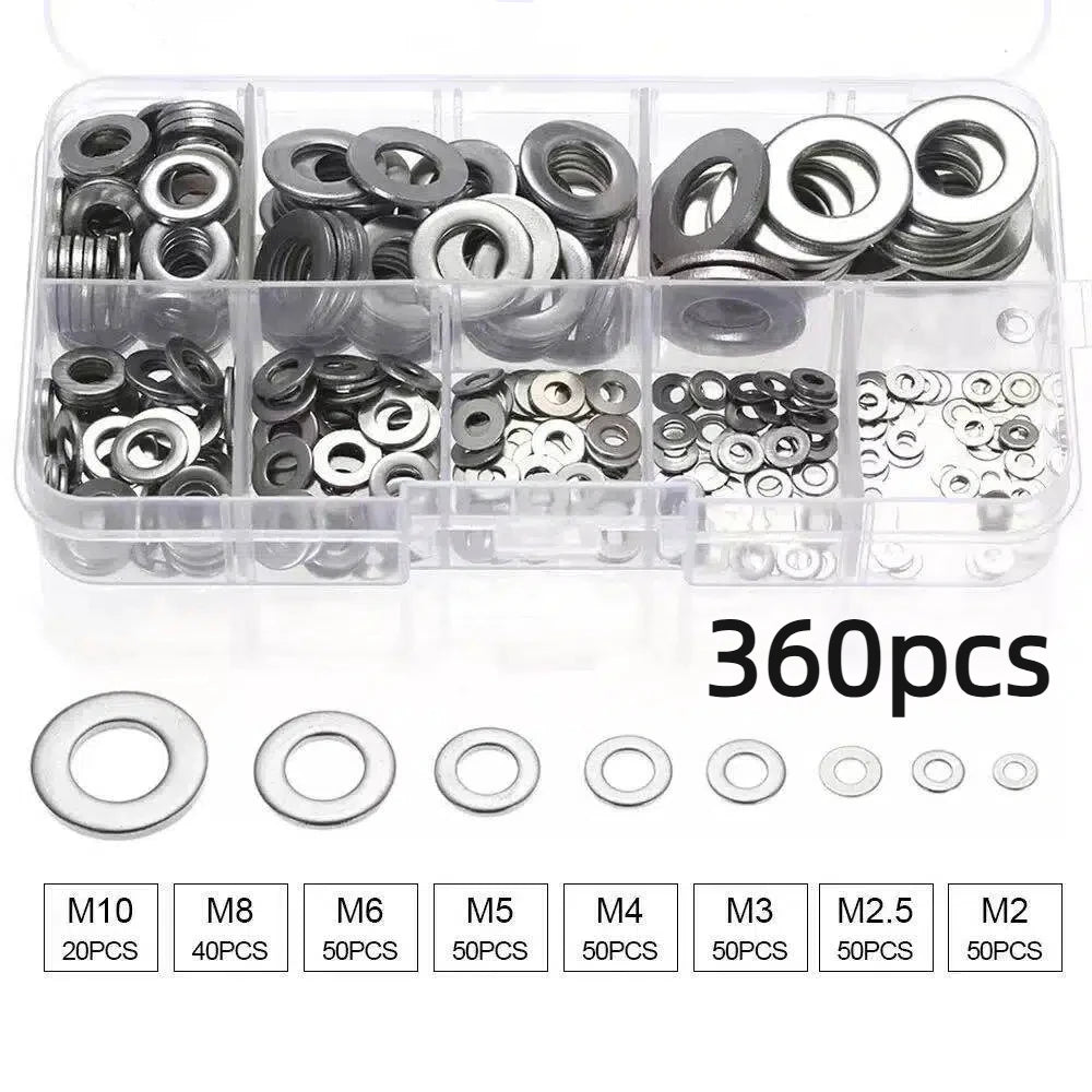 360/580pcs 304 Stainless Steel Flat Washers Set, Perfect For Home Decor, Factory Repair, Kitchens, Shops & More Beauty World Shop