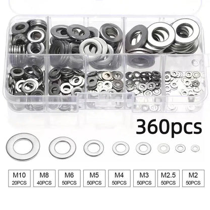 360/580pcs 304 Stainless Steel Flat Washers Set, Perfect For Home Decor, Factory Repair, Kitchens, Shops & More Beauty World Shop