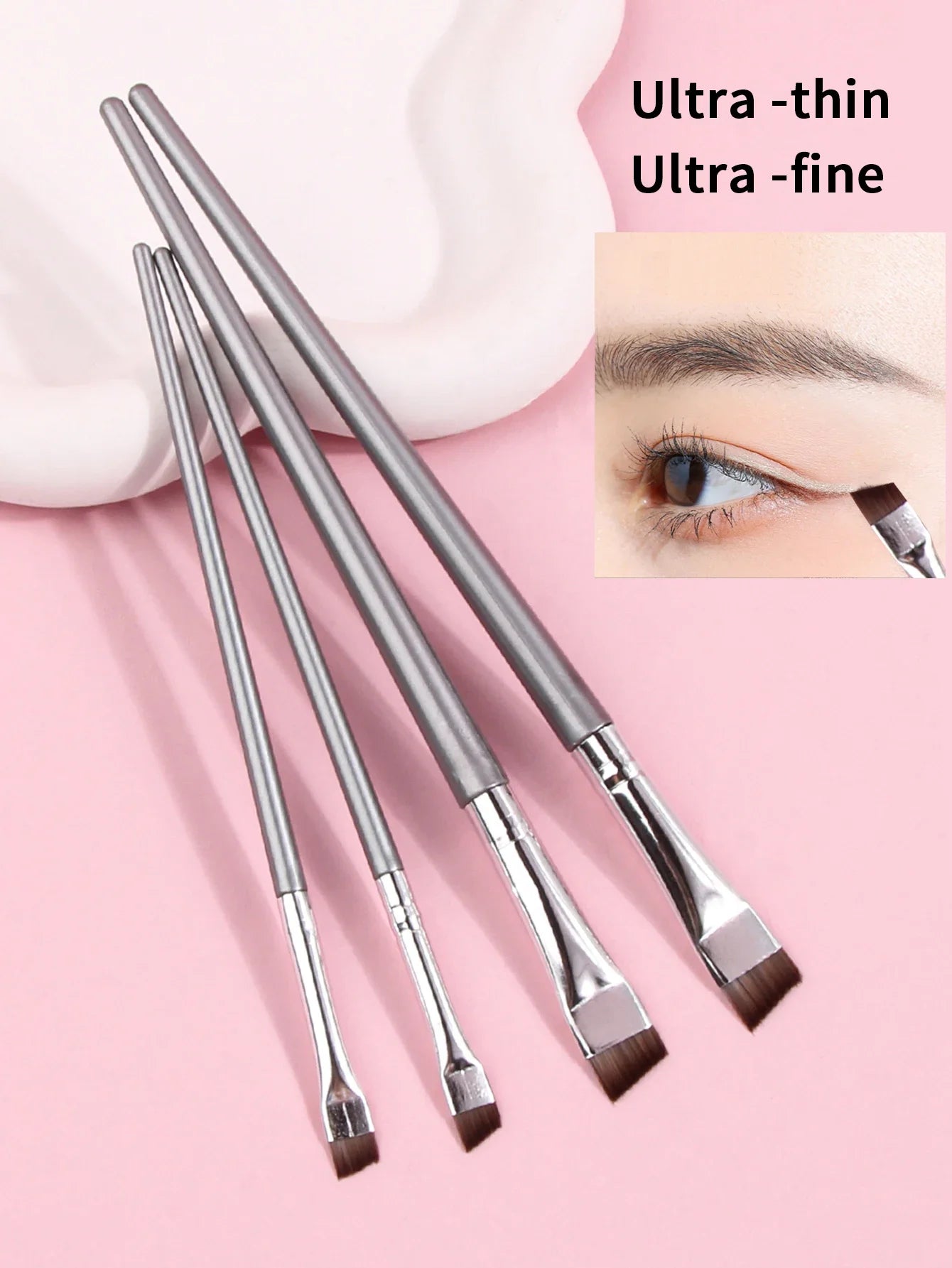4PCS Liquid Eyeliner Brush Ultra Thin Fine Oblique Angle Flat Head Eyebrow Brush Beauty World Shop