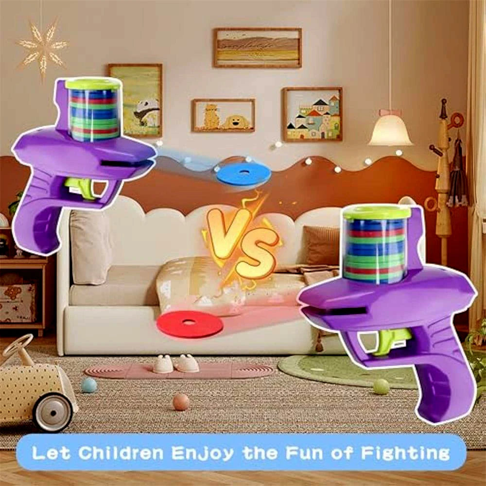 Kids Outdoor Game Foam Disc Gun Toy Flying Disc Shooting Launcher Gun Double Parent-child Interactive Children Toy Beauty World Shop