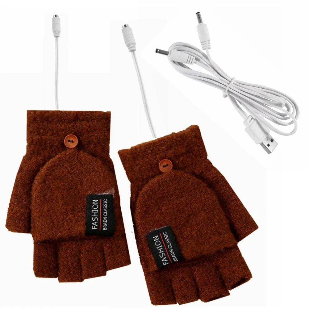 Electric heating gloves hand warmer gloves heater rechargeable USB reusable laptop suitable for sports skiing winter warm gloves Beauty World Shop