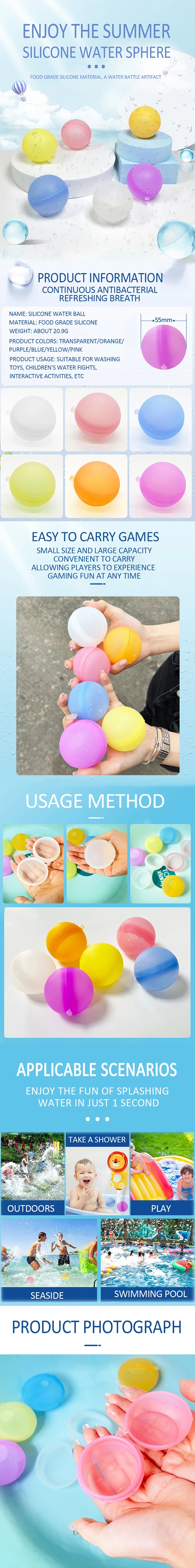 New Reusable Water Balloons Refillable Water Balloon Quick Fill Self Sealing Water Bomb Splash Balls for Kids Swimming Pool Beauty World Shop