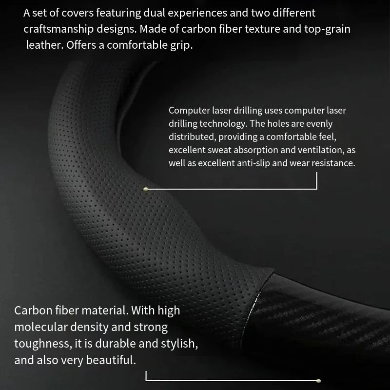 Carbon fiber car steering wheel cover, breathable and sporty, all season universal anti slip and wear-resistant handle cover Beauty World Shop