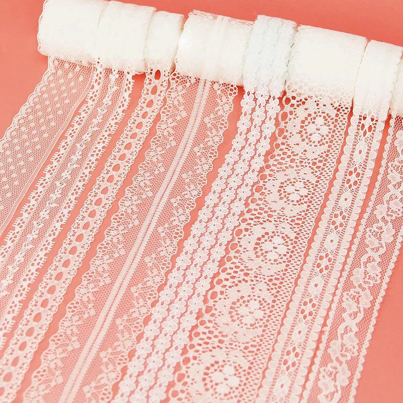 (5 yards/roll) white Lace ribbon fabric Webbing Decoration Lovely gift packing polyester Material Home Accessories Store