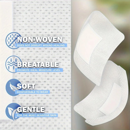 50pcs Large Size Hypoallergenic Non-woven Medical Adhesive Wound Dressing Band Aid Bandage Large Wound First Aid 6*7cm Beauty World Shop