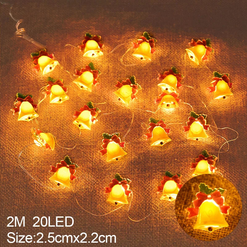 2M 20LED Santa Claus Snowflake LED Light String Christmas Decoration For Home Xmas Tree Ornament 2025 Navidad Kids Gift New Year Beauty World Shop