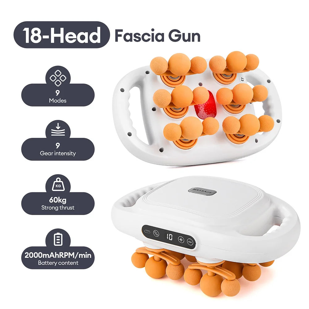 42-Heads Fascia Gun High-Frequency Vibration Body Massage Gun Back and Waist Massager Neck Shoulder Massager Muscle masajeador Beauty World Shop