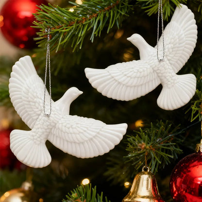 1/4pcs Resin White Dove Christmas Ornaments Xmas Tree Hanging Pendants 2026 New Year Party Home Wall DIY Decoration Kids Gifts Beauty World Shop