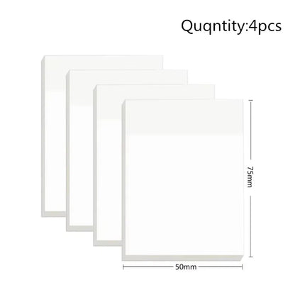 50 Sheets Transparent Sticky Note Pads Waterproof Self-Adhesive Memo Notepad School Office Supplies Stationery Beauty World Shop