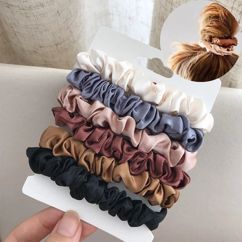 6/12 PCS Elegant women's headband, rubber band, elastic band, softer than silk hair | Satin headband | Beauty World Shop