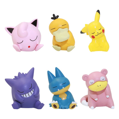 6pcs/set Pokemon Pikachu Anime Toys Dolls Psyduck Gengar Jigglypuff Gonbe Slowpoke Sleep Cute Model Action Figure Toys Beauty World Shop
