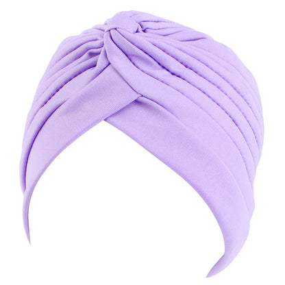 New Knotted Ruffle Turban Ladies Soft Headscarf Casual Streetwear Female Muslim Hijab Indian Hats Cancer Chemo Cap Turbante Beauty World Shop