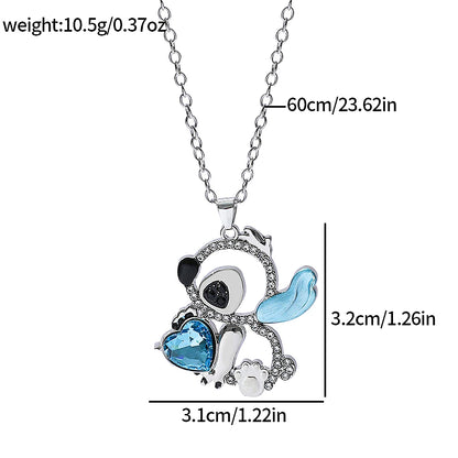 Lilo & Stitch Heart Rhinestone Necklace for Girls Anime Charms Pendant Fashion Jewelry Aesthetic Accessory Birthday Gift Beauty World Shop