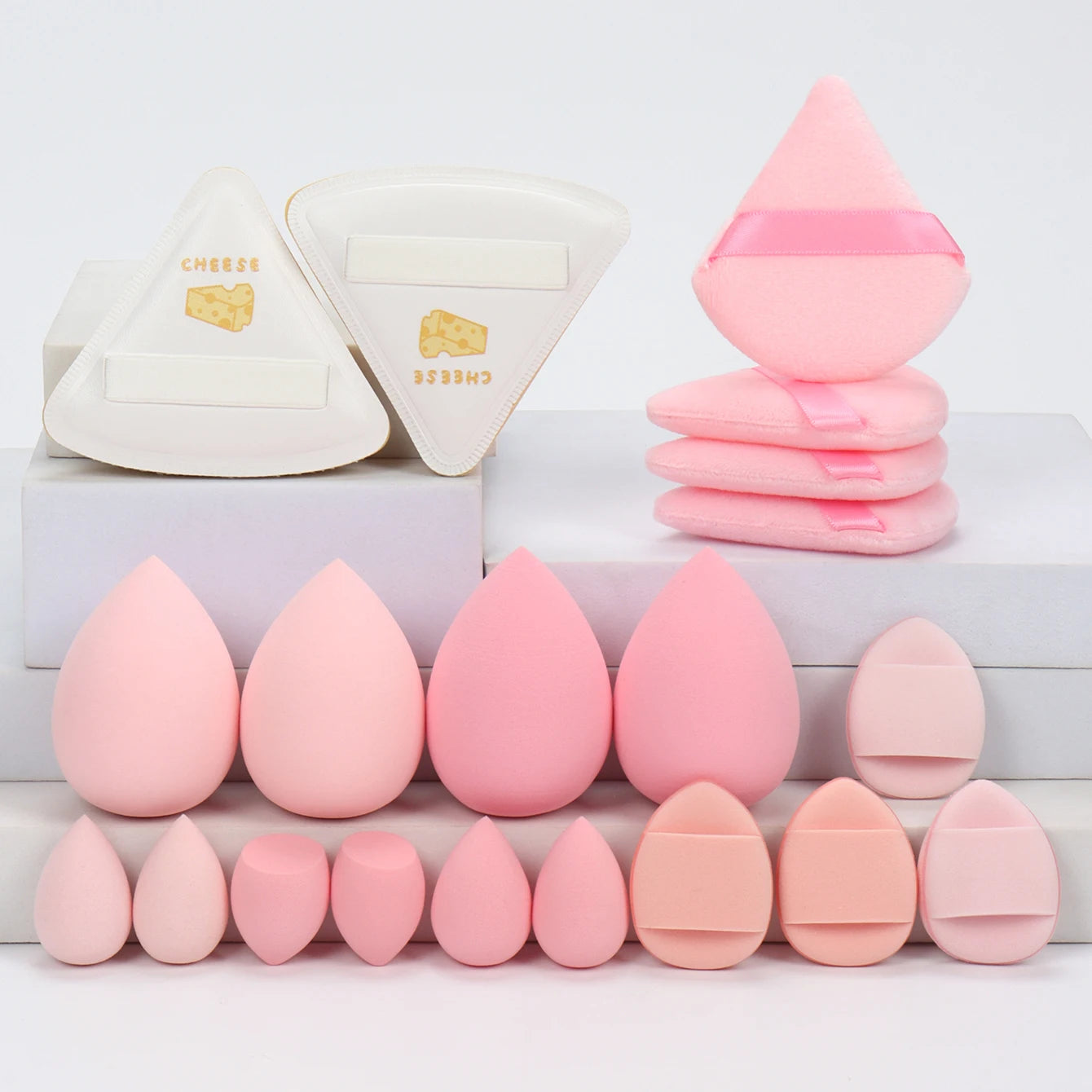 20 Pcs Pink Makeup Sponge and Makeup Puff Set Suitable for Face Cream and Powder Concealer Powder Makeup Machine Beauty World Shop