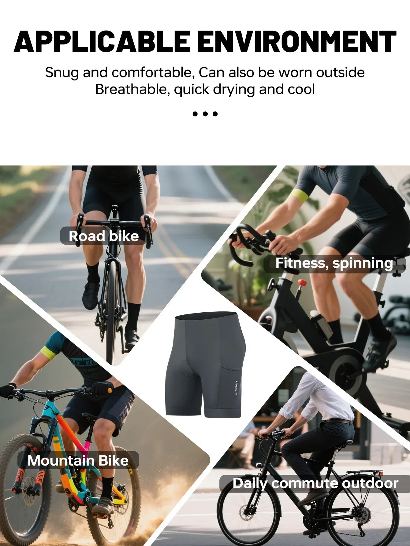 X-TIGER Cycling Shorts 6D Gel Cushioned Cycling Shorts MTB Cycling Briefs Cycling Lounge Pants Yoga Pants Sports Fitness Pants Beauty World Shop