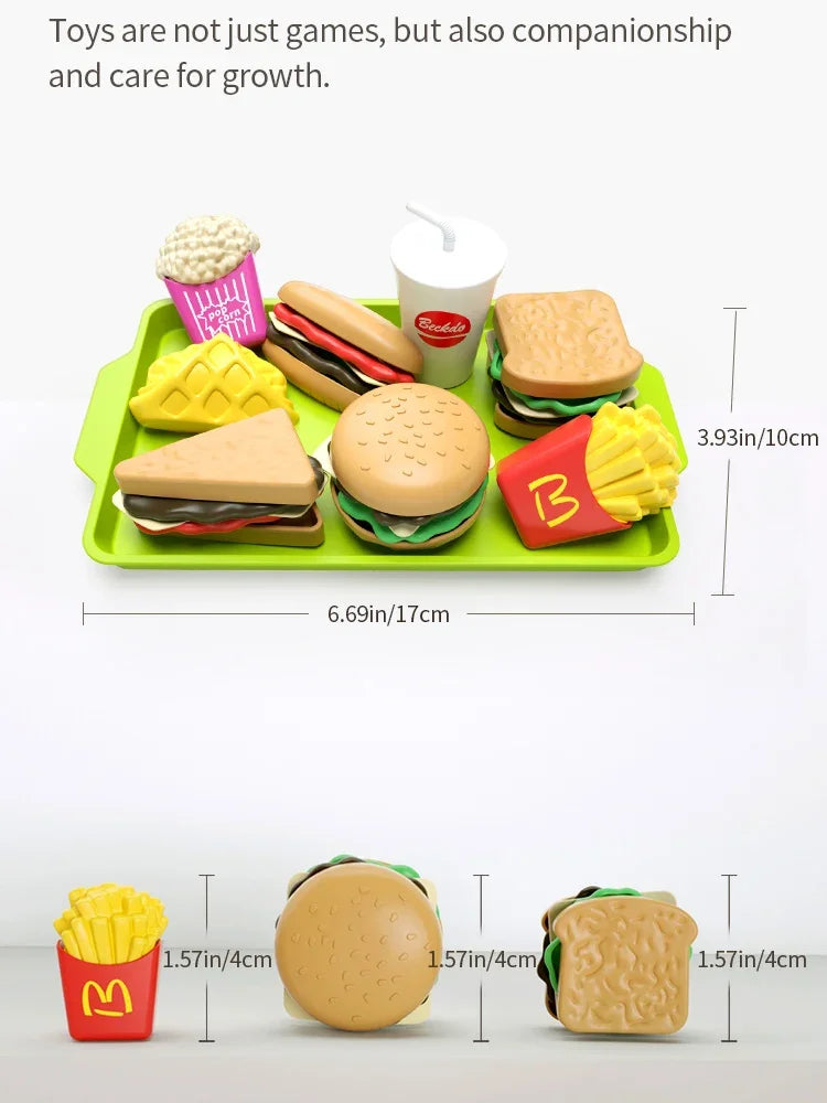9 PCS Set Detachable Plastic Snack Hamburger Pretend Toy Kids Kitchen Play House Food Toy Beauty World Shop