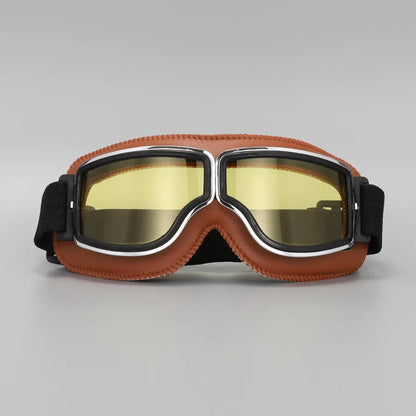 Motorcycle Glasses Windproof Motorcycle Helmet Glasses Sunglasses Retro Universal Folding Leather Retro Motorcycle Accessories Beauty World Shop