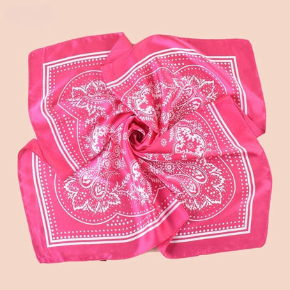 68cm Paisley Small Cashew Flower Scarf for Women Spring and Summer Thin Satin Square Scarf Retro Versatile Headscarf Shawl Beauty World Shop