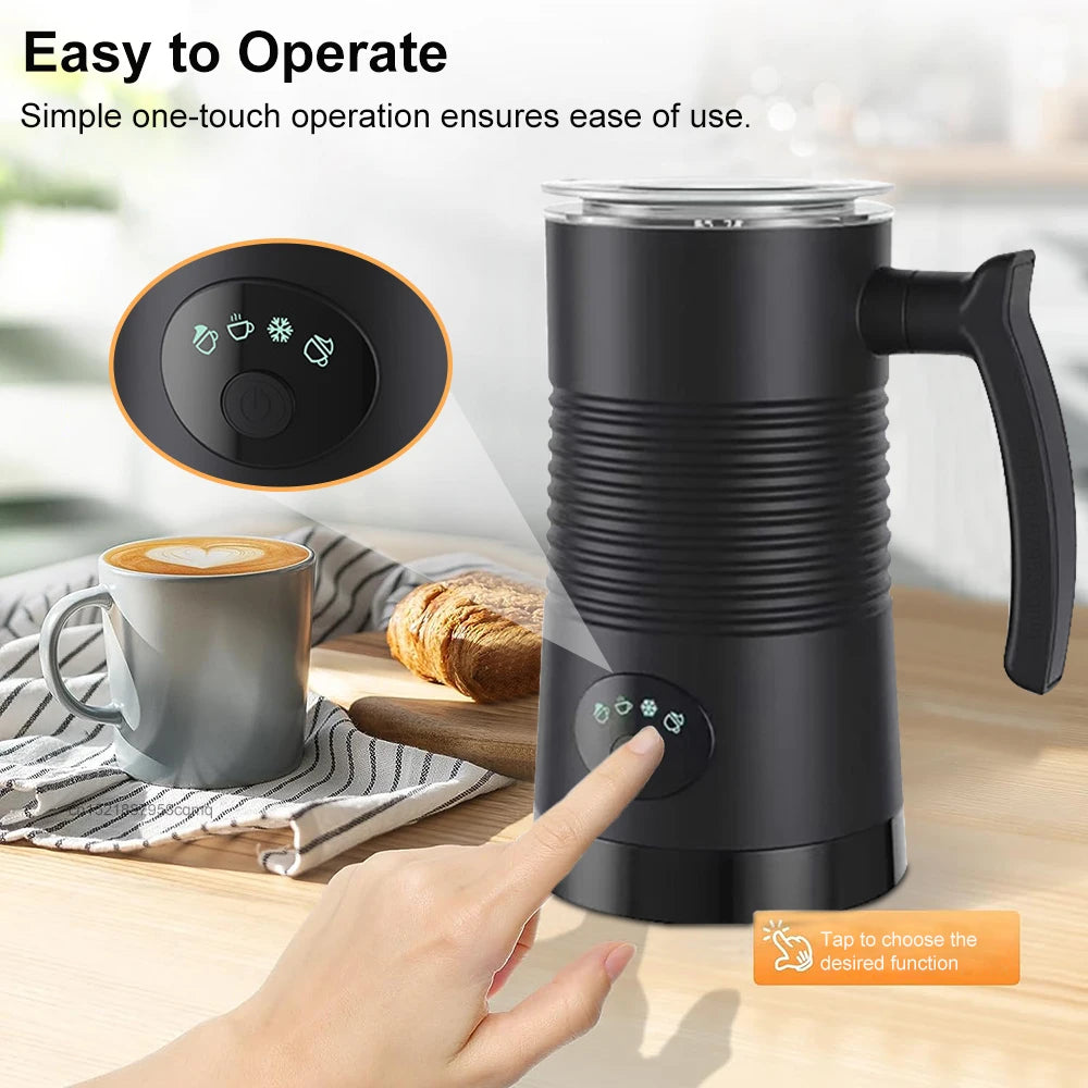 Electric Milk Frother Automatic Rotary Foamer for Coffee Cappuccino Latte 4 in 1 Hot and Cold Foam Maker Milk Frother Foamer Beauty World Shop