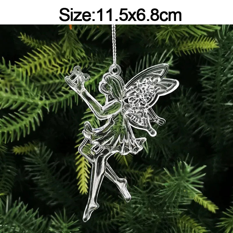 5pcs Christmas Home Decorations Crystal Acrylic Ornaments Snowflake Elk Xmas Tree Hanging Pendants Navidad 2025 New Year Gift Beauty World Shop