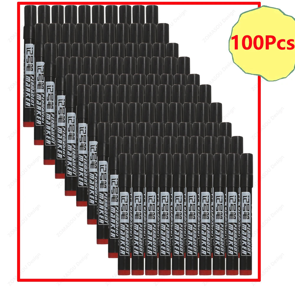 1-100Pcs Waterproof Oil-based Marker Pen Quick Dry Black Blue Red Ink Permanent for Metal Glass Stationery Art School Supply Beauty World Shop