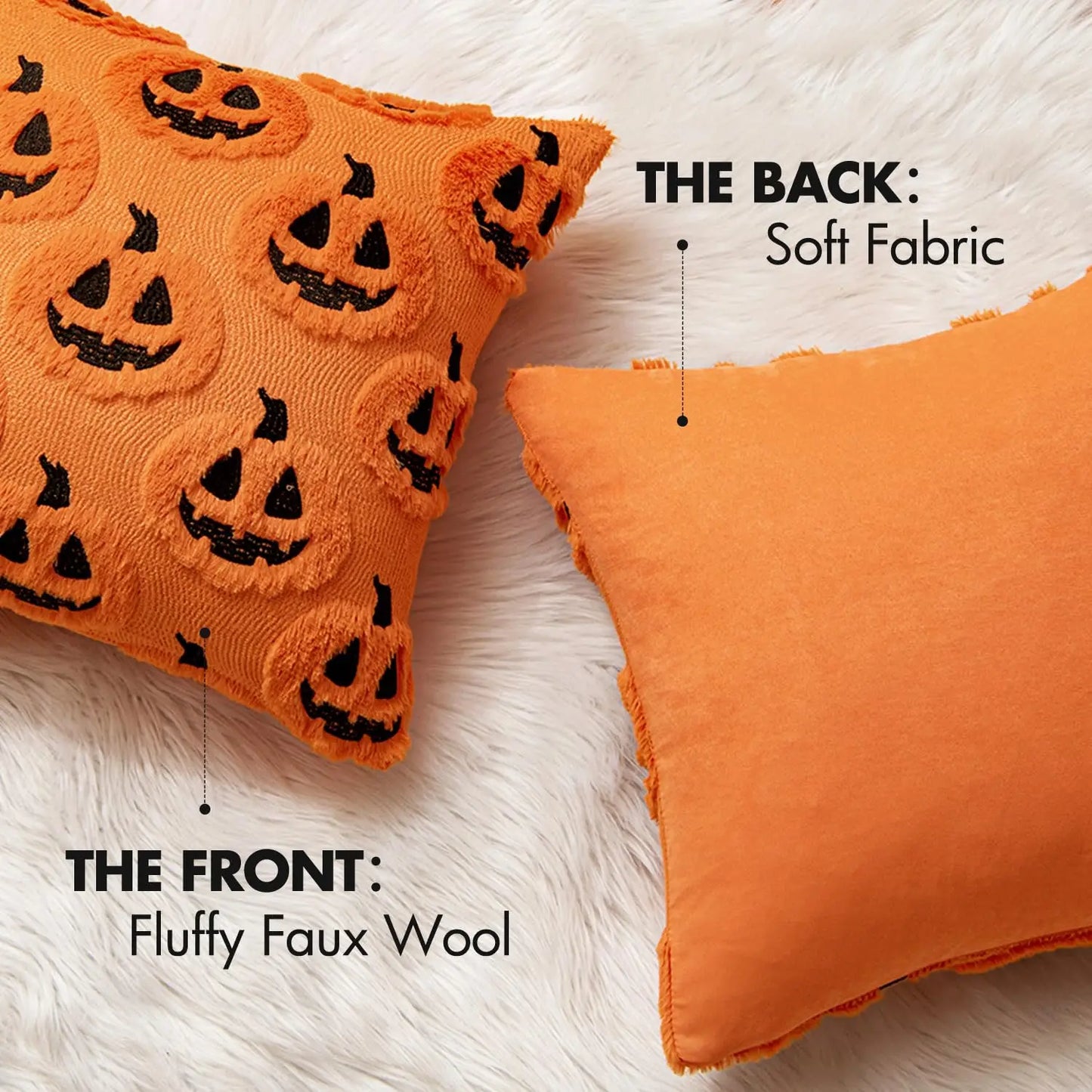 Fall Halloween Throw Pillow Covers 18x18 Decorative Pumpkin Pattern Pillowcase Soft Plush Faux Wool Cushions for Home Sofa Couch Beauty Trend Shop