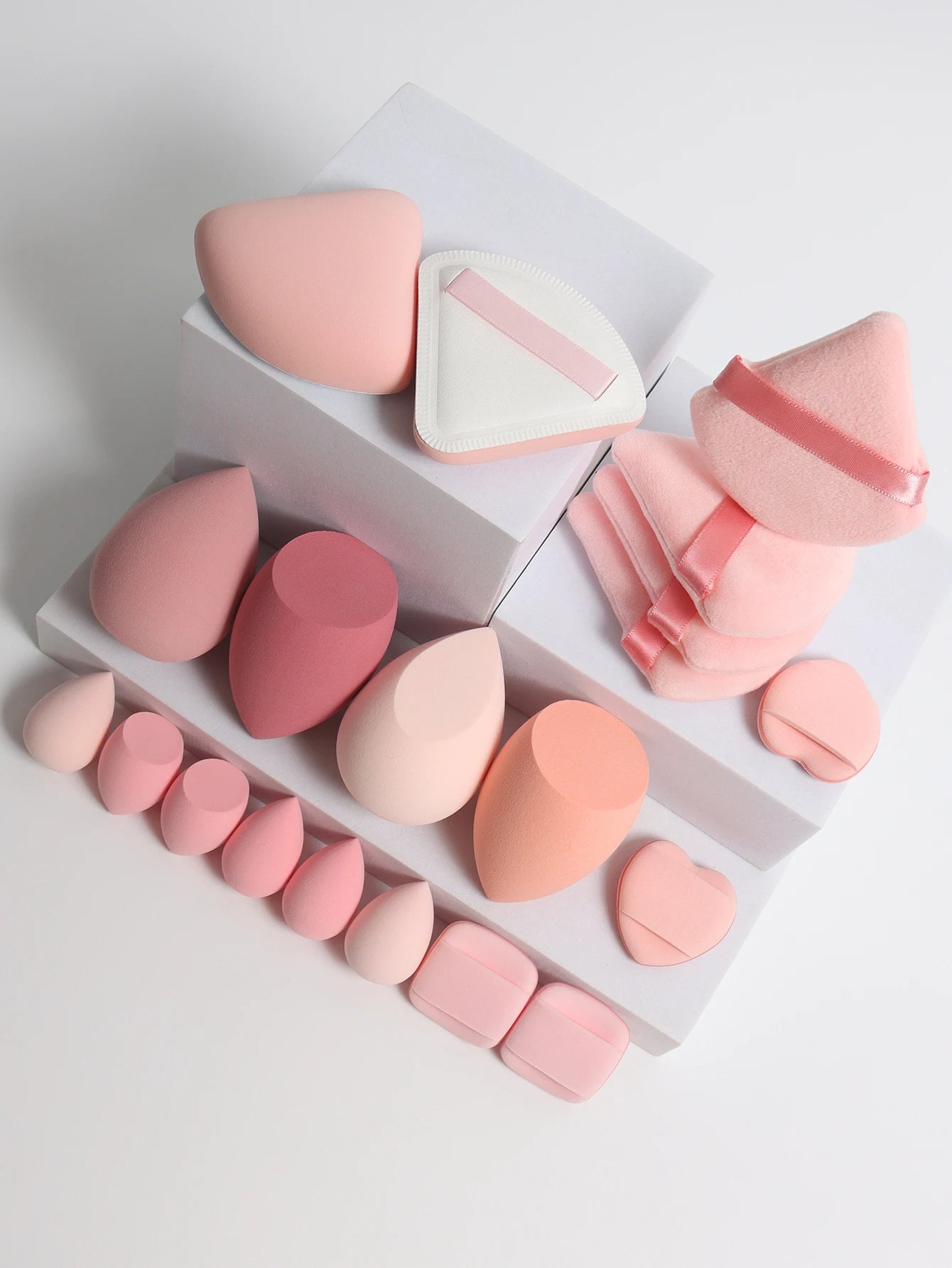 20 Pcs Pink Makeup Sponge and Makeup Puff Set Suitable for Face Cream and Powder Concealer Powder Makeup Machine Beauty World Shop