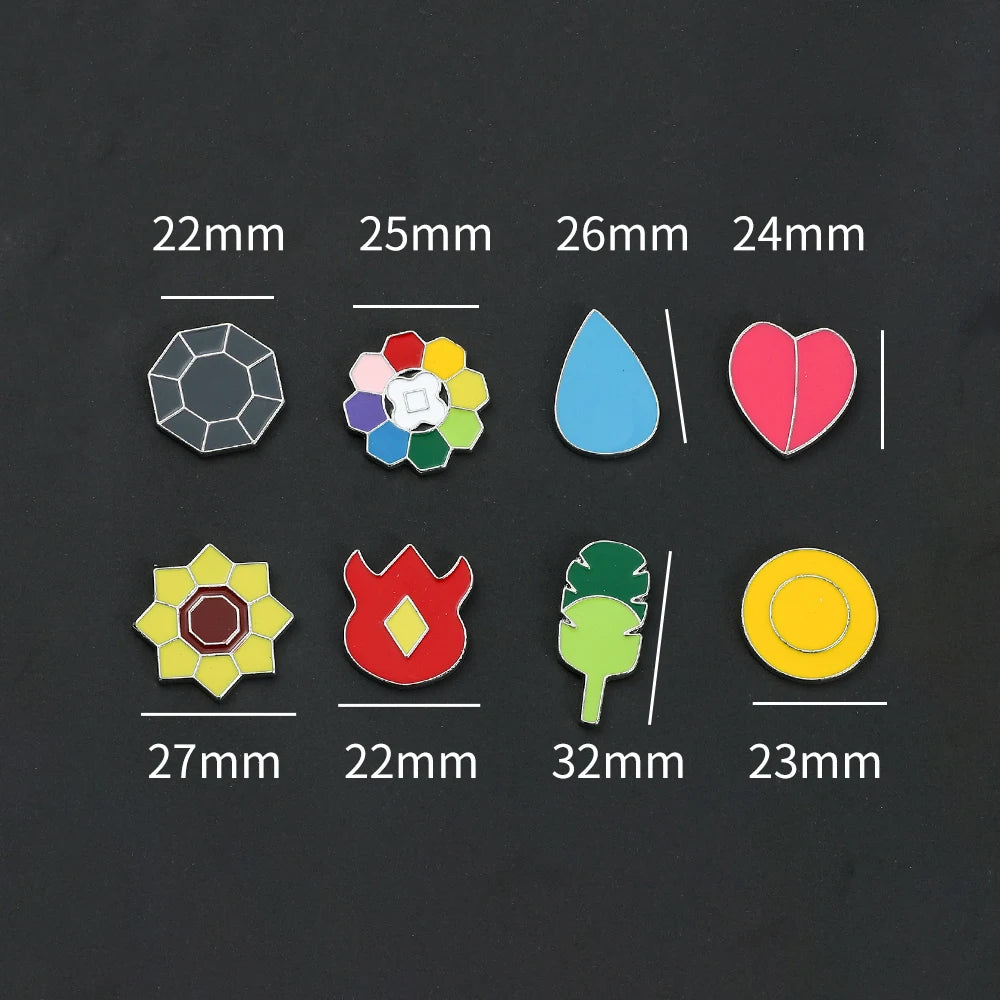 Pokemon Gym Badges Kanto Johto Hoenn Sinnoh Unova Kalos League Region Orange Islands Pins Brooches Box Set Pocket Monster Beauty World Shop