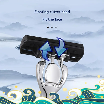 6-Layers Safety Razor Set High Quality Men Razor Sharp Stainless Steel Shaving Changeable Shaver Head Blade ﻿ Beauty World Shop