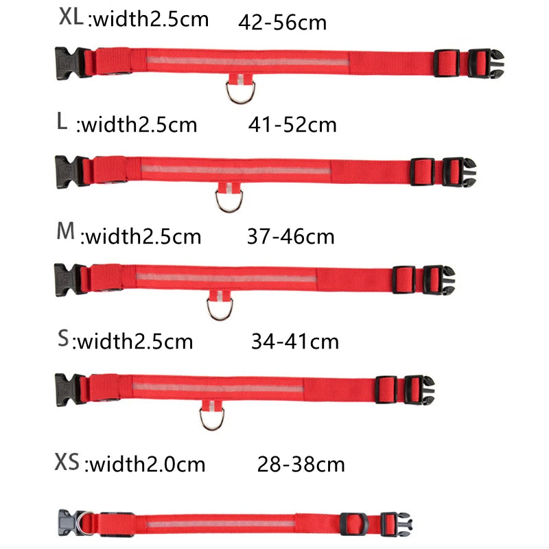 USB Rechargeable Luminous Collar Adjustable Led Glowing Dog Collar for Large Small Dogs Cat Night Light Collar Pet Safety Harnes Beauty World Shop