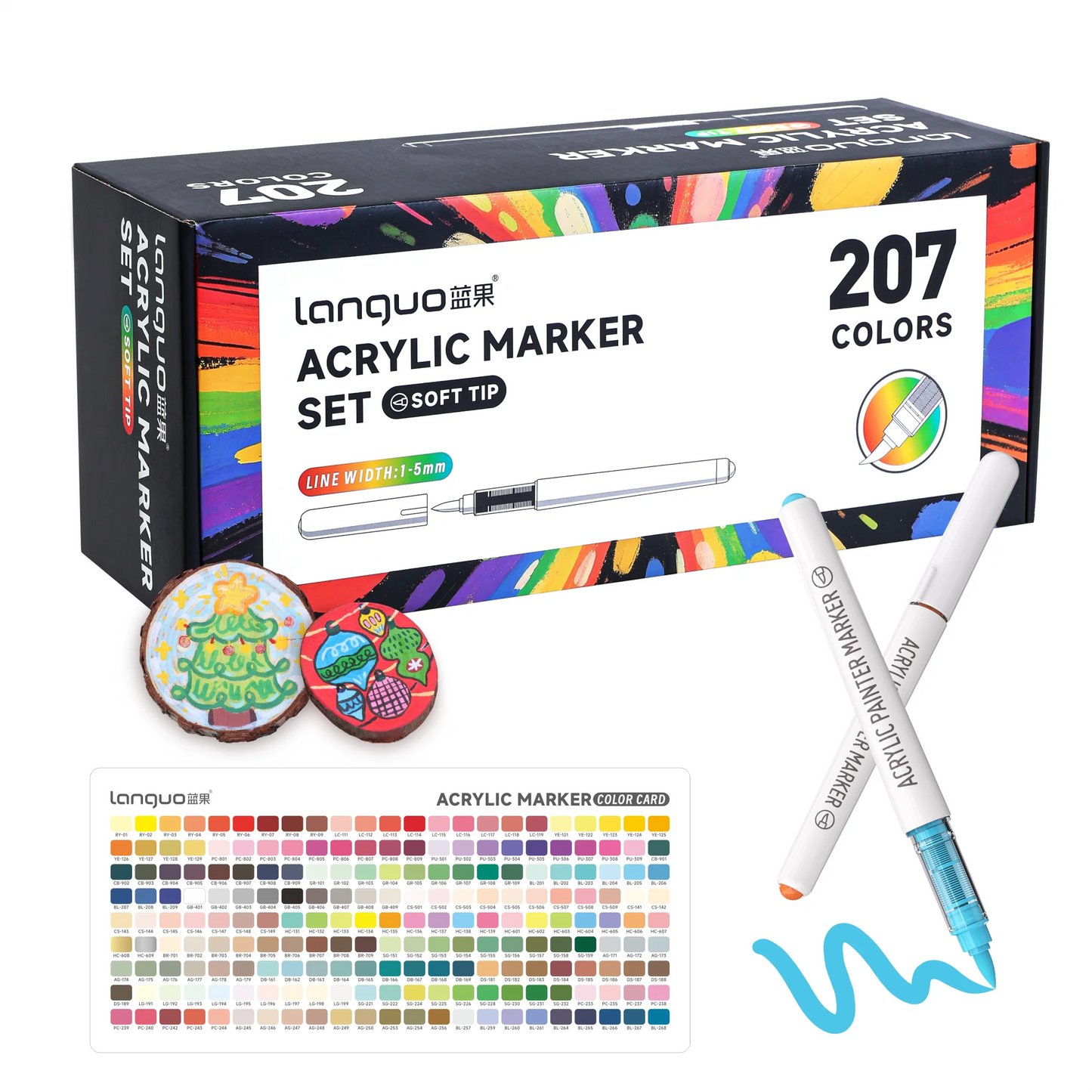 Languo 9pcs/box Soft Brush Acrylic Marker Pen Set，DIY Hand Drawn,Paint Art Markers pens,Student Graffiti Acrylic Paint Pens,M720 Beauty World Shop