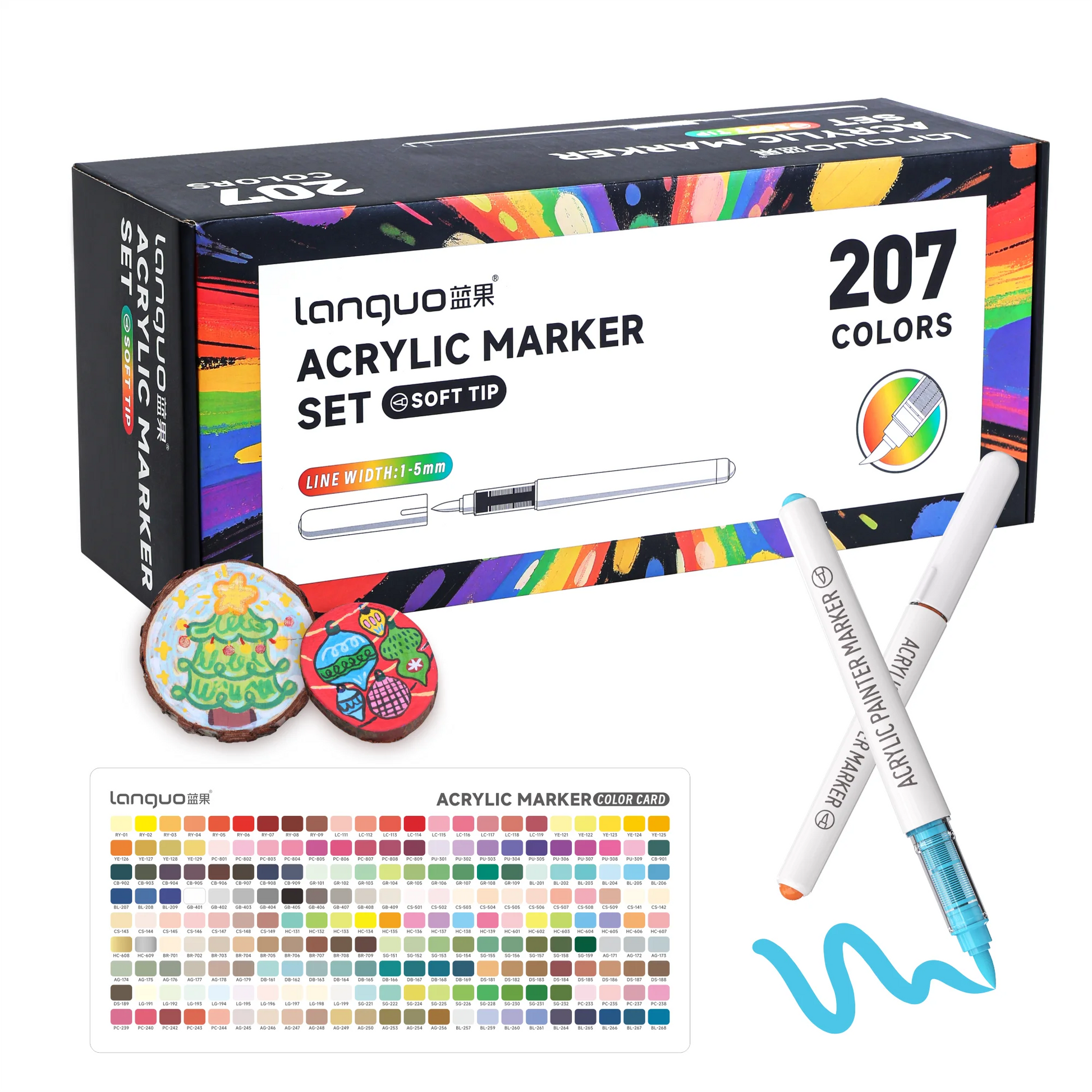 Languo 9pcs/box Soft Brush Acrylic Marker Pen Set，DIY Hand Drawn,Paint Art Markers pens,Student Graffiti Acrylic Paint Pens,M720 Beauty World Shop