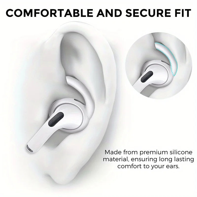 Anti-Slip Silicone Ear Hooks for AirPods Pro 2 | Soft Grip Sporty Eartips, Sweatproof Gym Running Workout Headphones Accessories