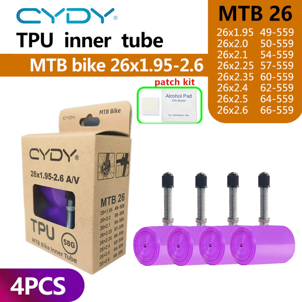 CYDY TPU MTB Bike Inner Tube Camera 29 26 27.5 29x1.95-2.6 Inch Mountain Bicycle Tire Schrader Valve AV pneu 29er Cycling Tube Beauty World Shop