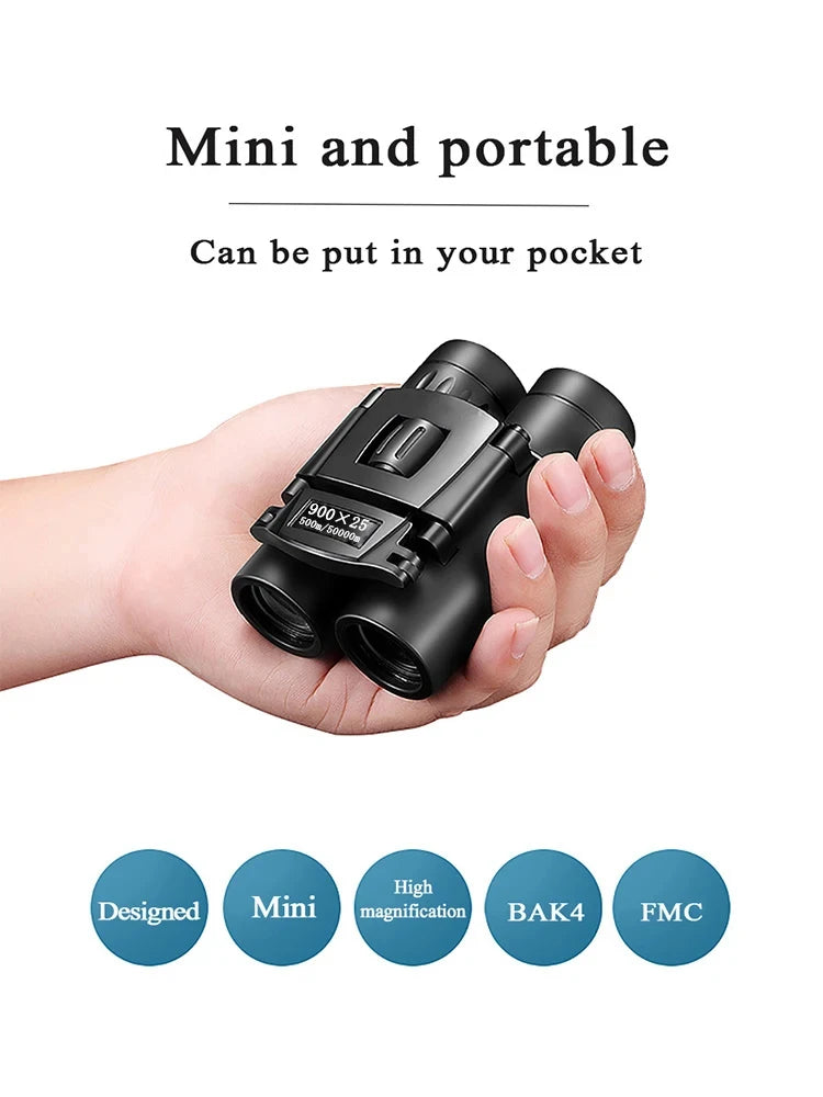 HOMEFISH 900x25 HD Zoom Portable Powerful Binoculars Long Range BAK4 Telescope Jumelles Folding Low Light Binoculars for Hunting Beauty World Shop