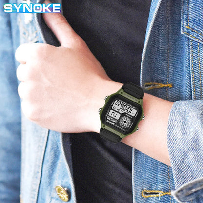Synoke Outdoor Military Digital Watch For Men Fashion Retro Nylon Canvas Strap Sports Waterproof Watch Multifunctional Luminous Beauty World Shop