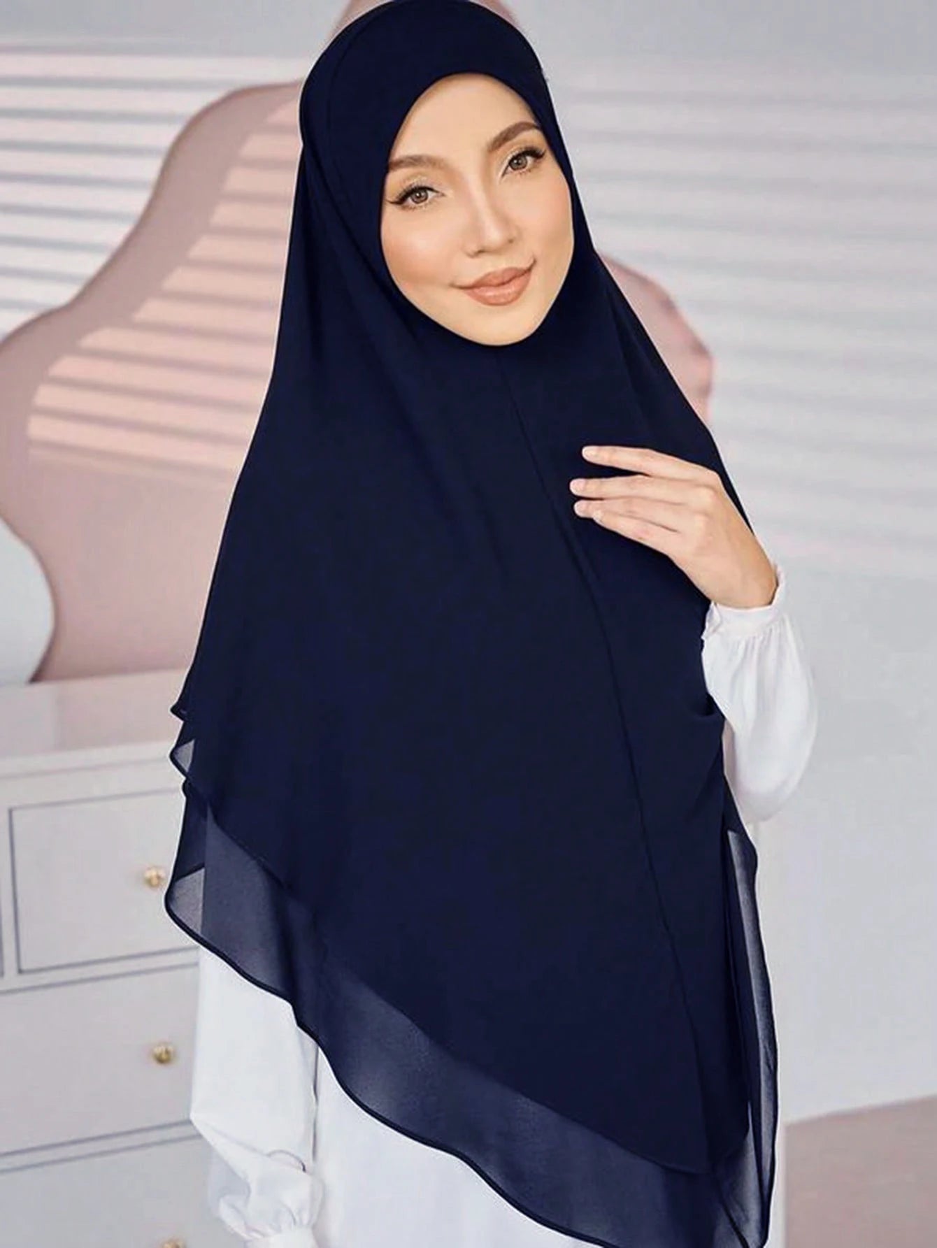 1pc Double layered Chiffon Ready to Wear Instant Hijabs Solid Headscarf Foulard Femme Musulman Shawl Wrap Bandana Beauty World Shop