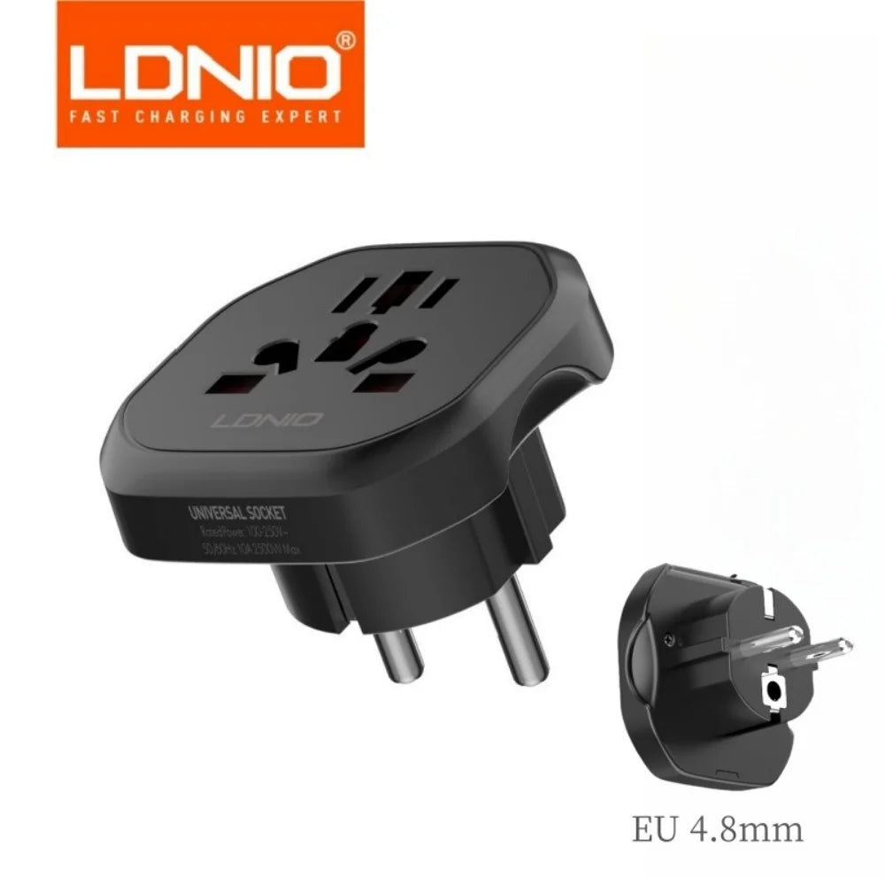 LDNIO Korea EU Plug Adapter 2500W Travel Adapter Converter High Quality Universal Socket AU US UK CN To EU KR 4.8 mm Wall Socket Beauty World Shop