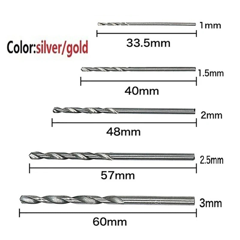 100/50Pcs Titanium Coated Drill Bits HSS High Speed Steel Set Tool Quality Power Tools 1/1.5/2/2.5/3mm Beauty World Shop